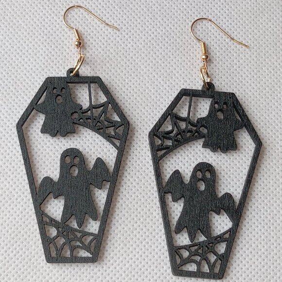 Spooky Halloween Casket Earrings, Fun Earrings, Funky Earrings, Unique Earrings - Picture 1 of 8